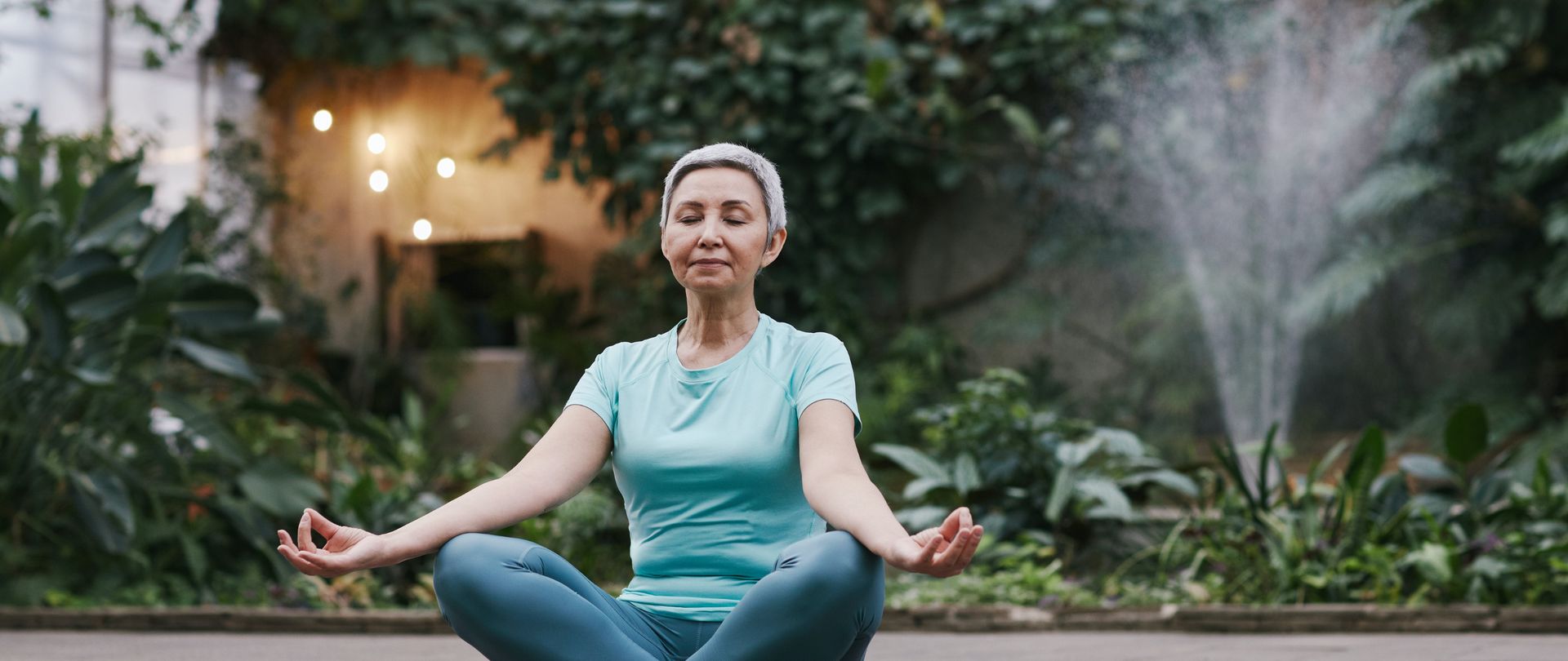 older woman meditating