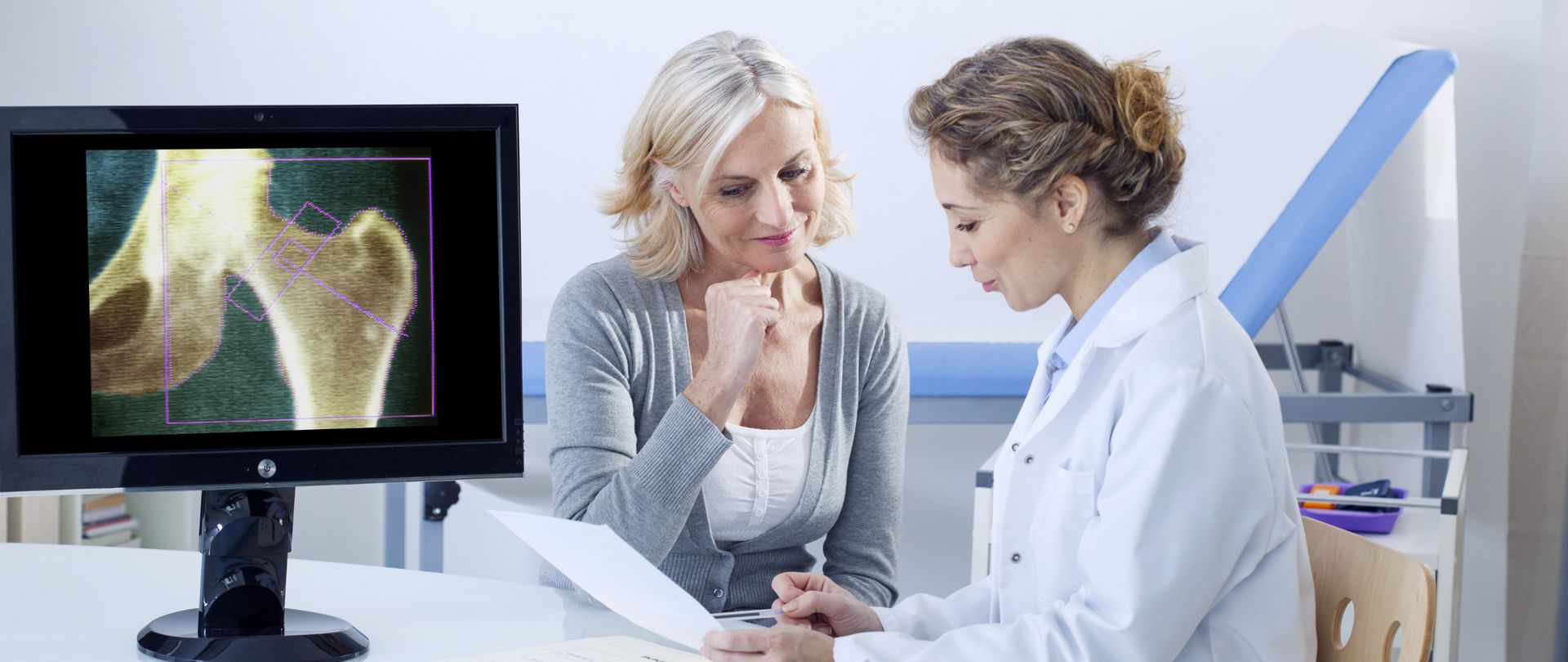 doctor and woman bone density