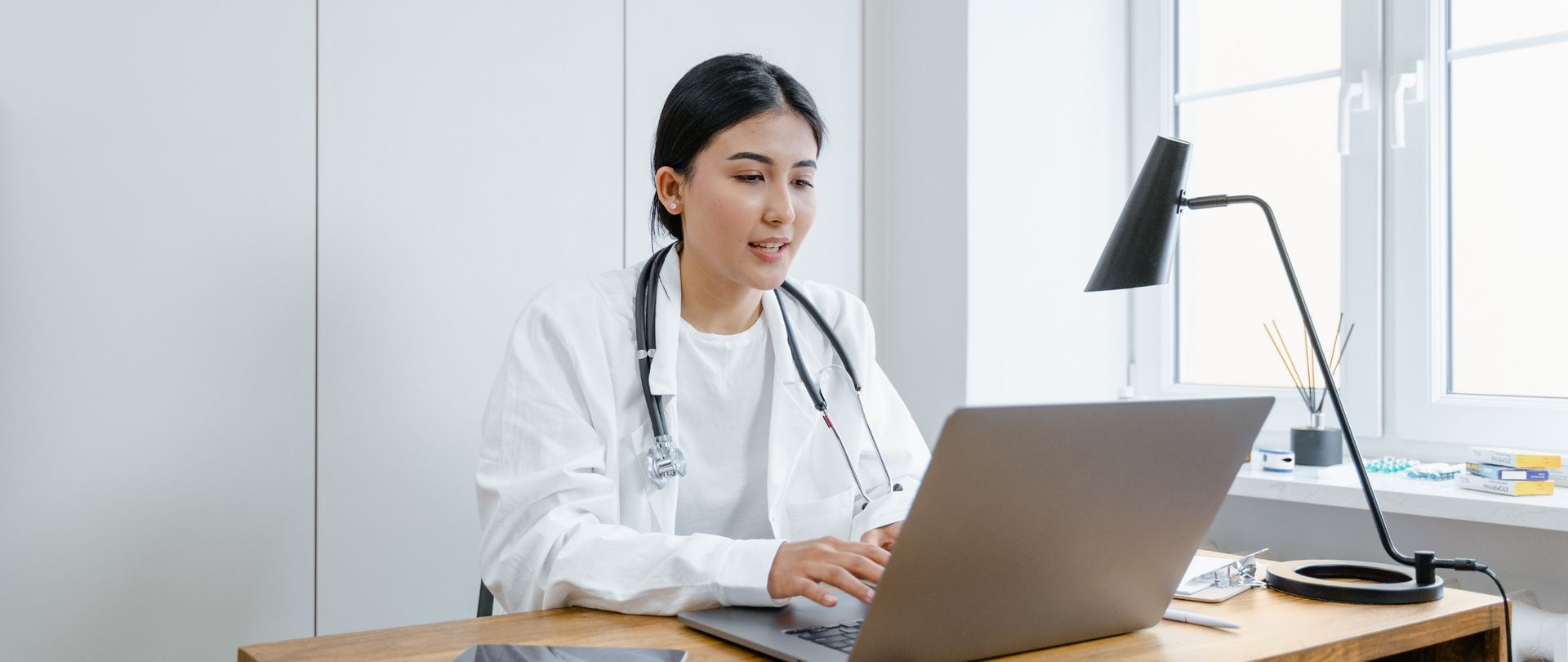 doctor using computer